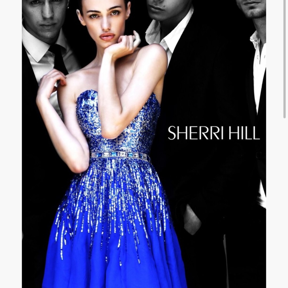 NEVER WORN Sherri Hill Glitzy Blue Prom Dress